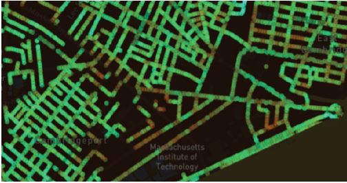 City map with trees marked out