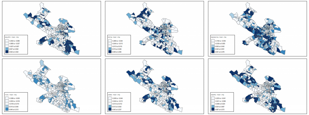 Maps of Stockholm with fields in shades of blue 