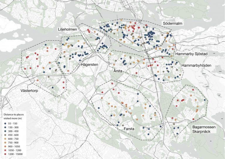 Karta över Stockholm med markeringar